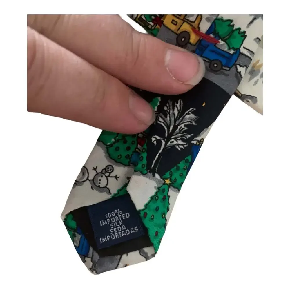 Christmas tie snowman car tree by Zylos George machado silk neck tie